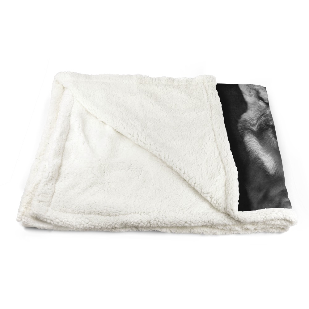 COUVERTURE À CARREAUX EN PILE SHERPA fantaisie HD WOLF blanc