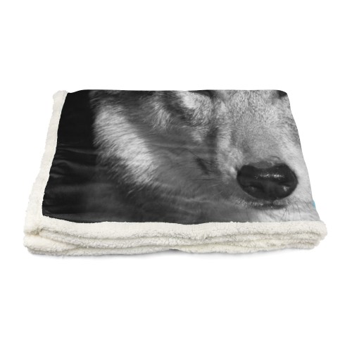 PLAID FLEECE blanket sherpa fantasy HD WOLF white