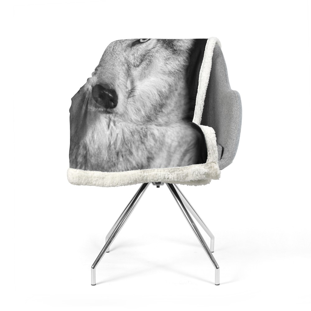 COUVERTURE À CARREAUX EN PILE SHERPA fantaisie HD WOLF blanc