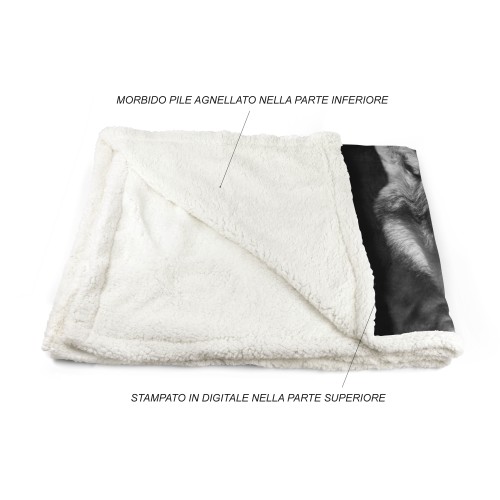 Manta PLAID FLEECE sherpa fantasy HD WOLF blanco