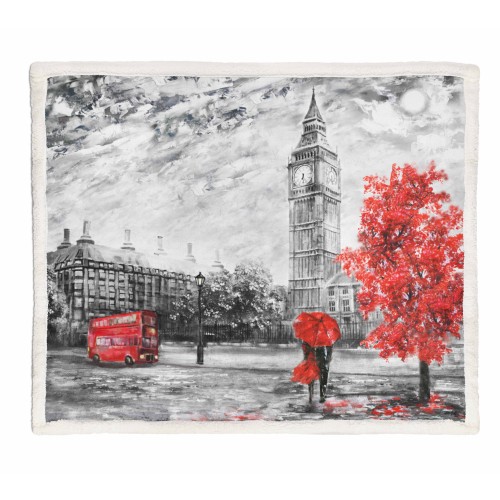 PLAID Fleece Blanket Sherpa Fantasy HD Painted London