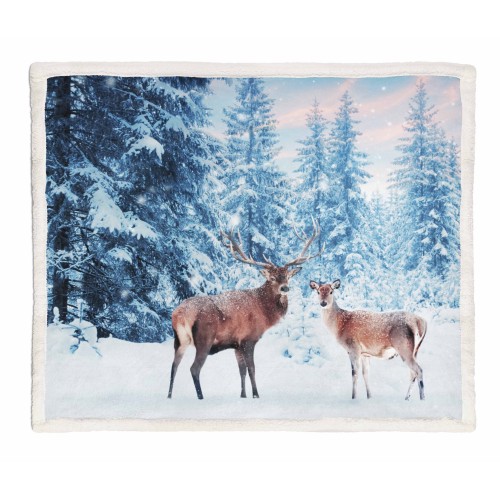 COUVERTURE PLAID EN PILE SHERPA fantaisie HD paire de CERF
