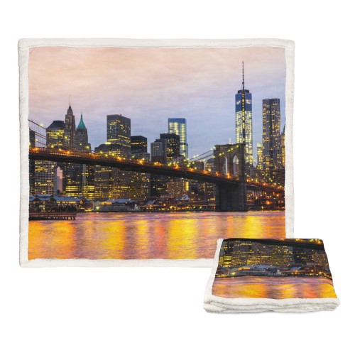 COUVERTURE À CARREAUX EN PILE SHERPA fantasy HD Brooklyn Bridge