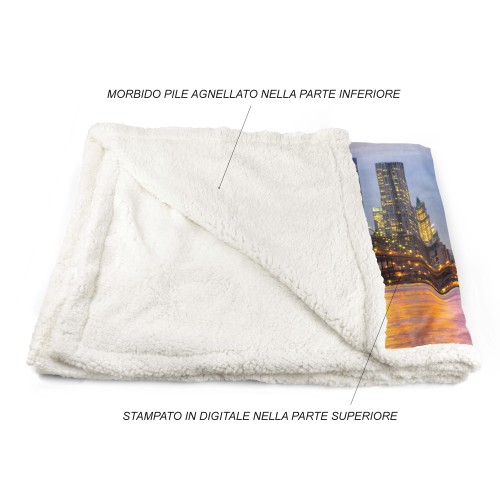 PLAID Blanket Fleece Sherpa Fantasy HD Brooklyn Bridge