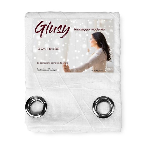 GIUSY zeitgenössischer Vorhang in Unifarbe WEISS cm. 140X280 verpackt