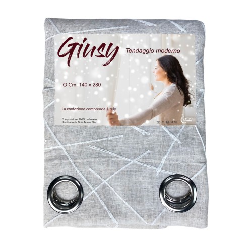 GIUSY moderner Vorhang in einfarbigem BEIGE cm. 140X280 verpackt