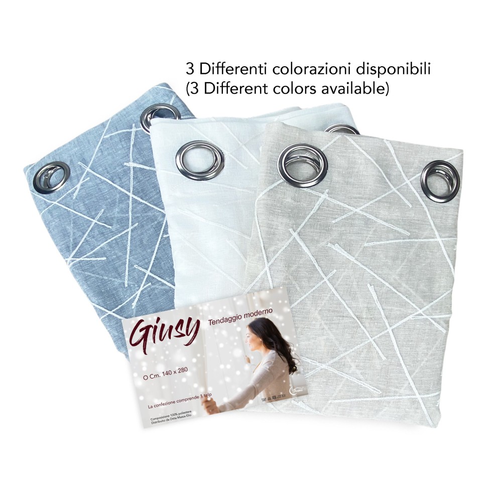 GIUSY moderner Vorhang in einfarbigem BEIGE cm. 140X280 verpackt