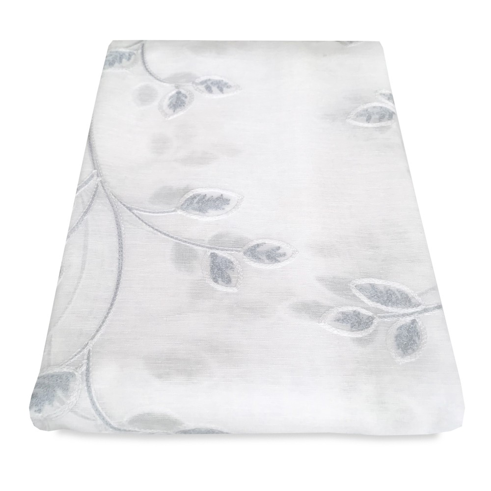 PAR DE CORTINAS DE CRISTAL DE HOJAS BORDADAS GRISES