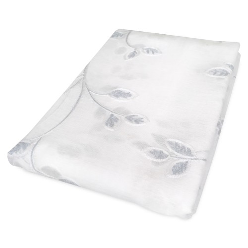 PAR DE CORTINAS DE CRISTAL DE HOJAS BORDADAS GRISES