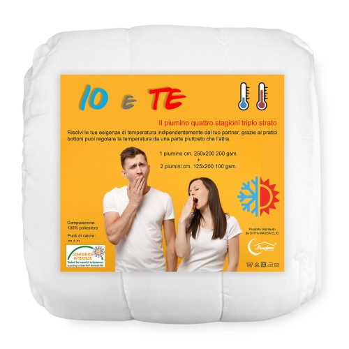 Plumífero suave de microfibra 4 ESTACIONES ideal © para ÉL y ELLA triple capa doble DOBLE cm. 250x200 milímetros