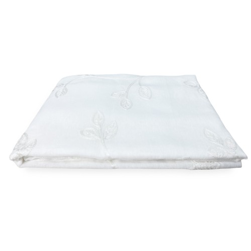 PAIR OF WHITE EMBROIDERED LEAF GLASS CURTAIN