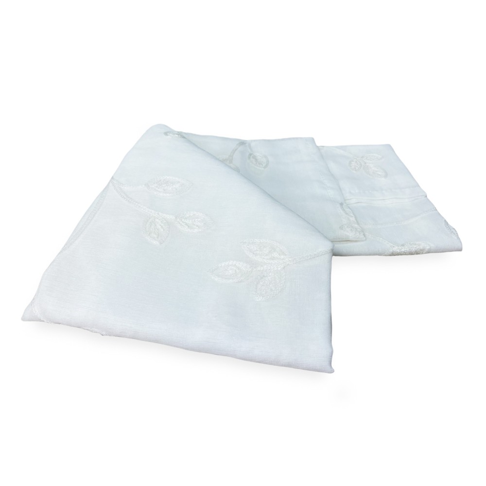 PAIRE DE FEUILLES DE RIDEAU EN VERRE BRODÉ BLANC