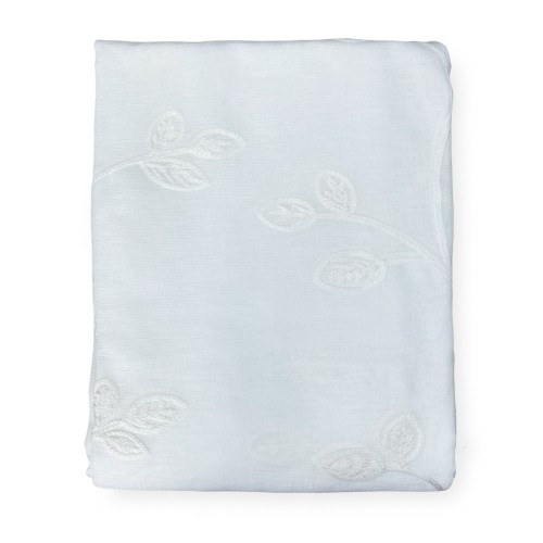 PAIR OF WHITE EMBROIDERED LEAF GLASS CURTAIN