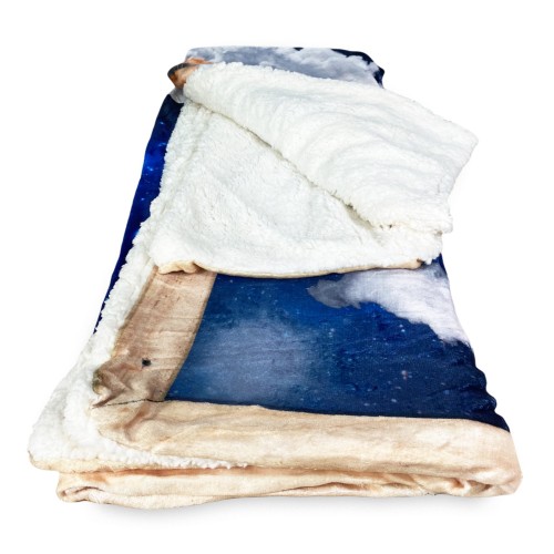 PLAID Decke FLEECE SHERPA DIGITAL Foto Hunde Welpen Wolken