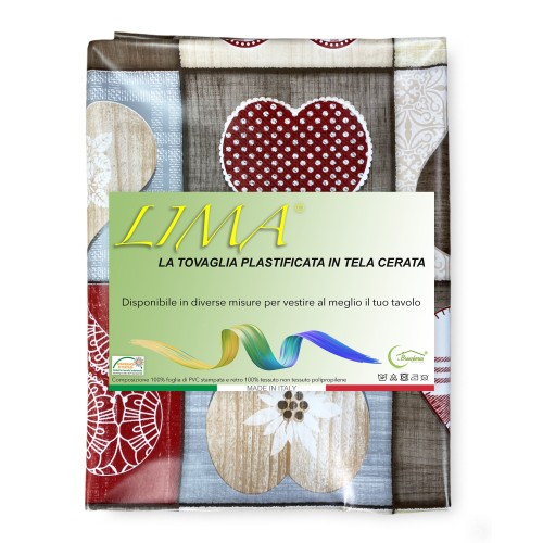 TABLECLOTH LIMA © in WASHABLE water-repellent plastic-coated waxed canvas in TYROLEAN PVC ibex made in Italy