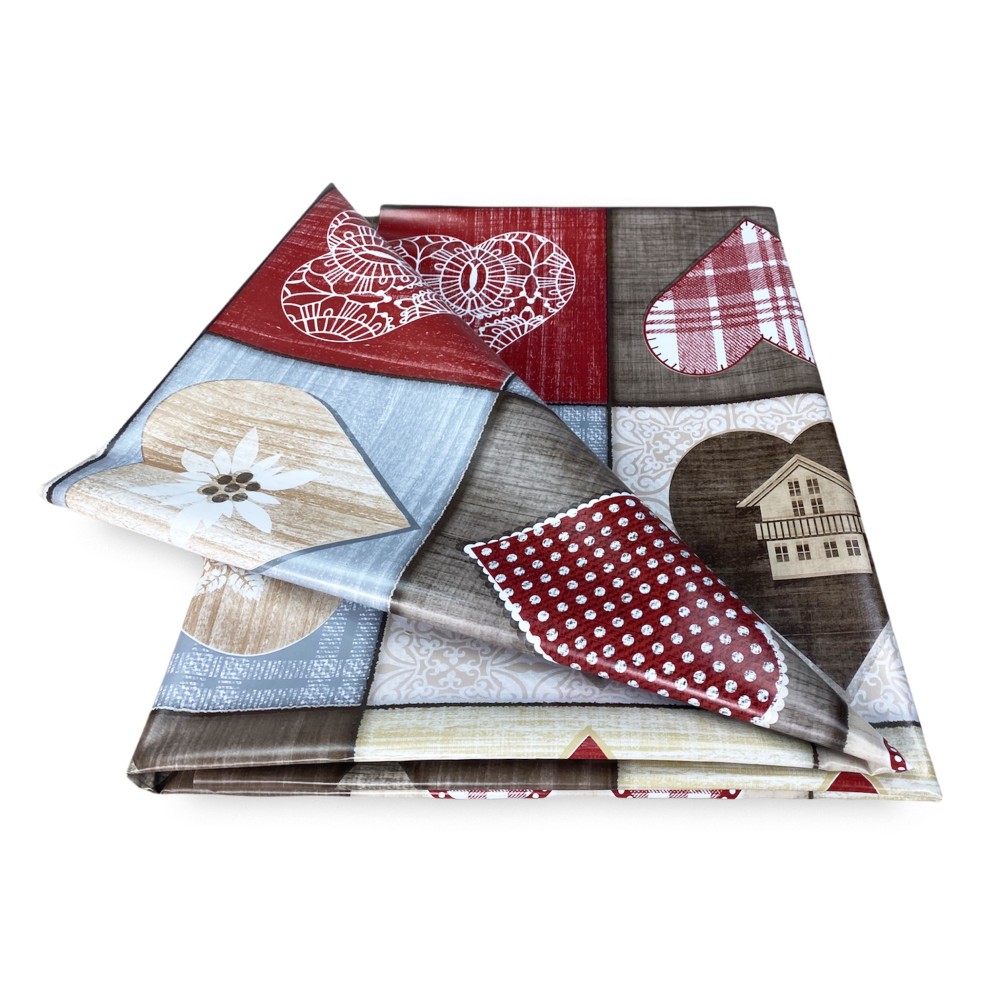 TABLECLOTH LIMA © in WASHABLE water-repellent plastic-coated waxed canvas in TYROLEAN PVC ibex made in Italy