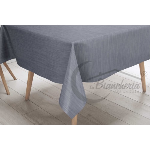 LIMA © TABLECLOTH in water-repellent plastic-coated waxed canvas in GREY PLAIN PVC made in Italy