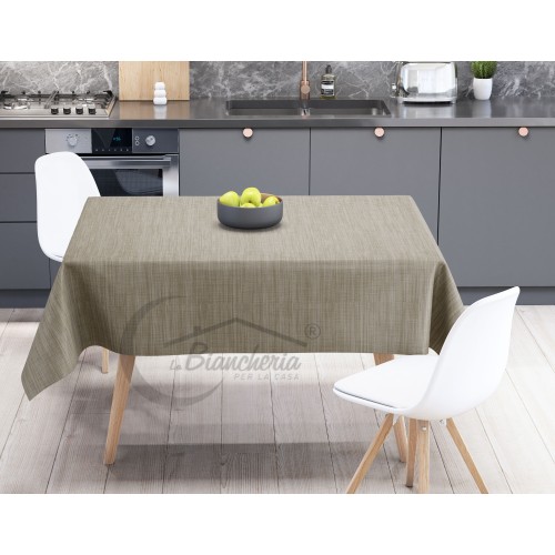 LIMA © TISCHDECKE aus wasserabweisendem, kunststoffbeschichtetem, gewachstem Canvas aus BEIGE UNITED PVC made in Italy