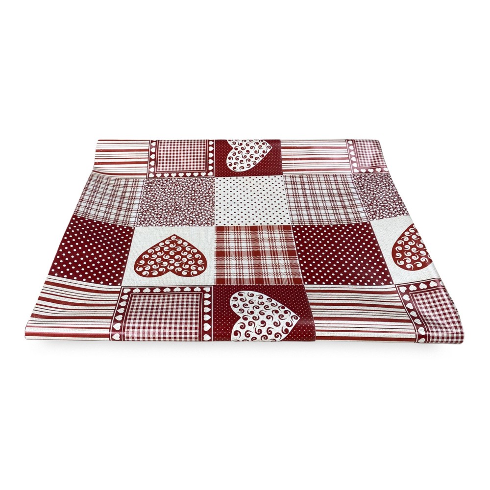 NAPPE LIMA © en TOILE DE MAZOUT plastifiée hydrofuge EN PVC CUORE ROSSO fabriqué en Italie