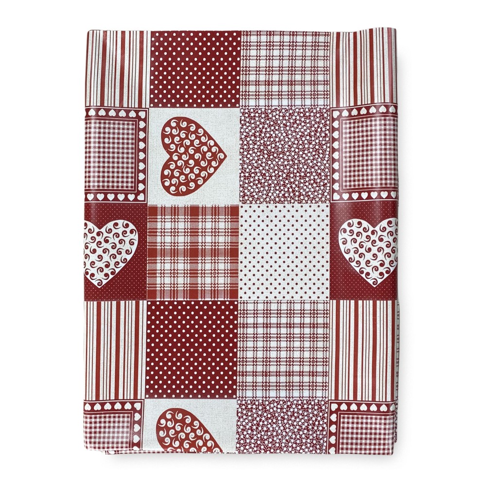 NAPPE LIMA © en TOILE DE MAZOUT plastifiée hydrofuge EN PVC CUORE ROSSO fabriqué en Italie