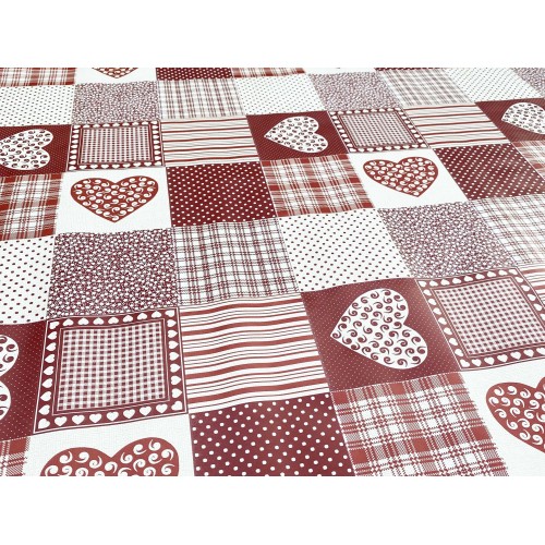 NAPPE LIMA © en TOILE DE MAZOUT plastifiée hydrofuge EN PVC CUORE ROSSO fabriqué en Italie