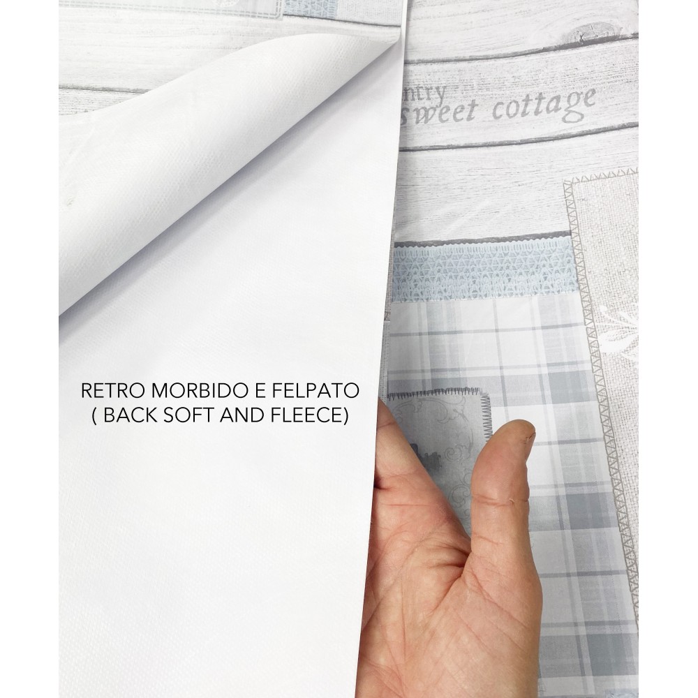 NAPPE LIMA © en OILCLOTH plastifié lavable hydrofuge en PVC TYROLIEN cœur gris minable fabriqué en Italie