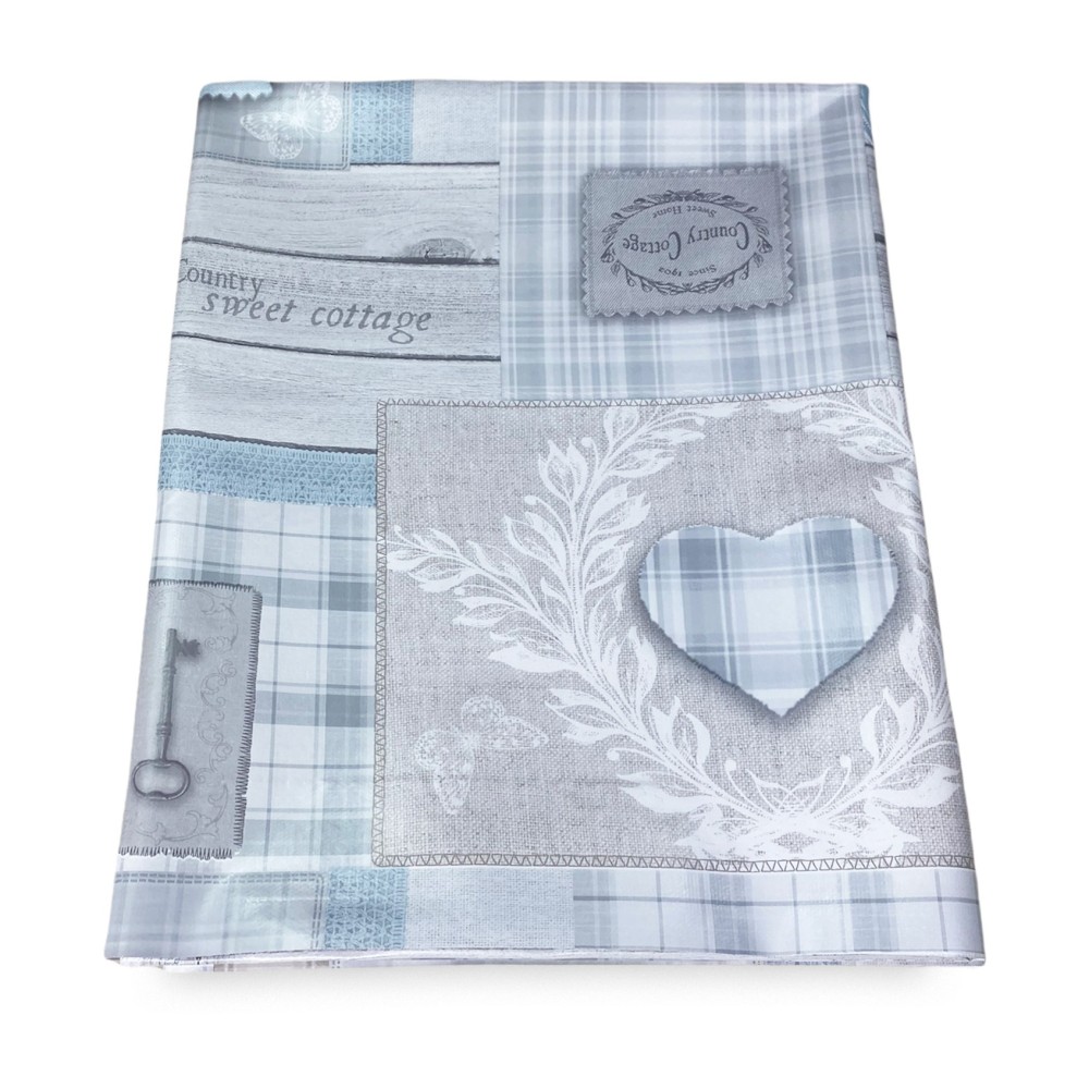 LIMA © TISCHDECKE aus wasserabweisendem, kunststoffbeschichtetem, gewachstem Canvas aus TIROLER PVC Shabby Grey Heart made in It