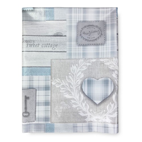 LIMA © TABLECLOTH in water-repellent plastic-coated waxed canvas in TYROLEAN PVC shabby grey heart made in Italy