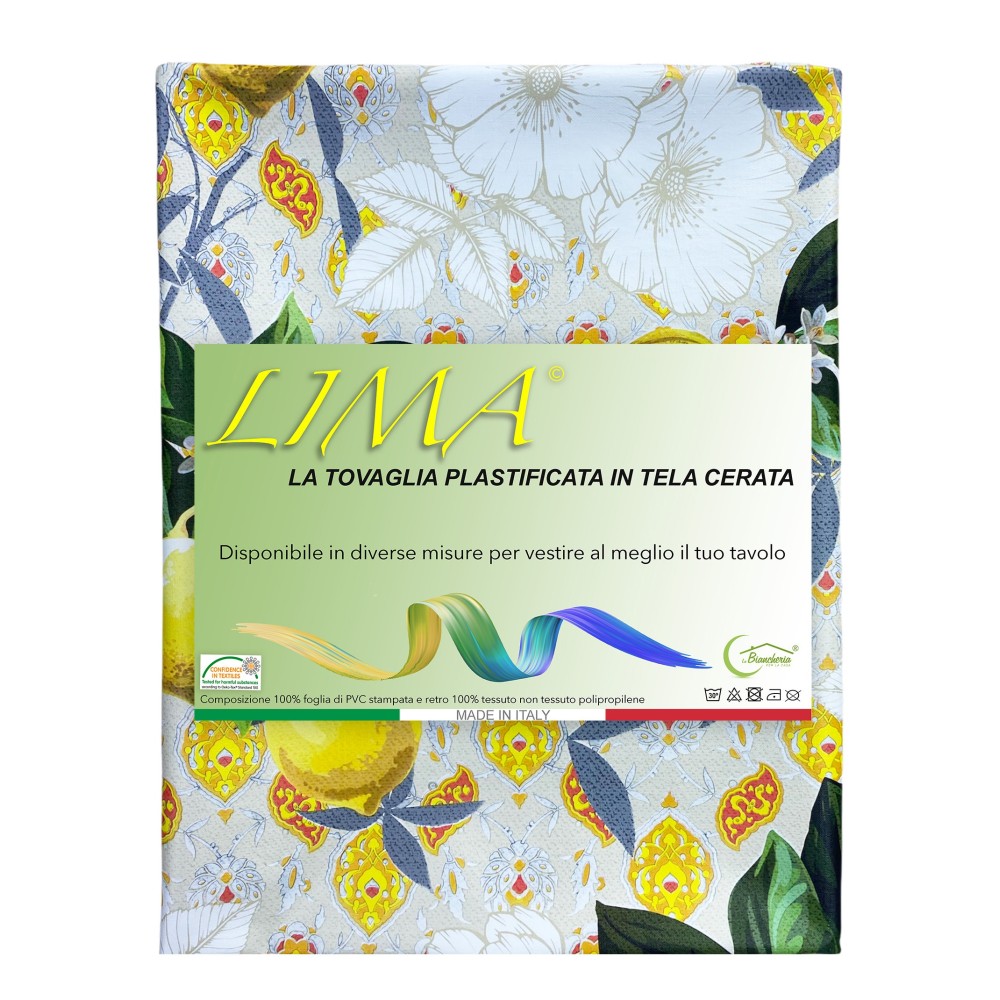 NAPPE LIMA © en TOILE DE MAZOUT PLASTIFIÉE HYDROFUGE EN PVC LIMONI fabriqué en Italie