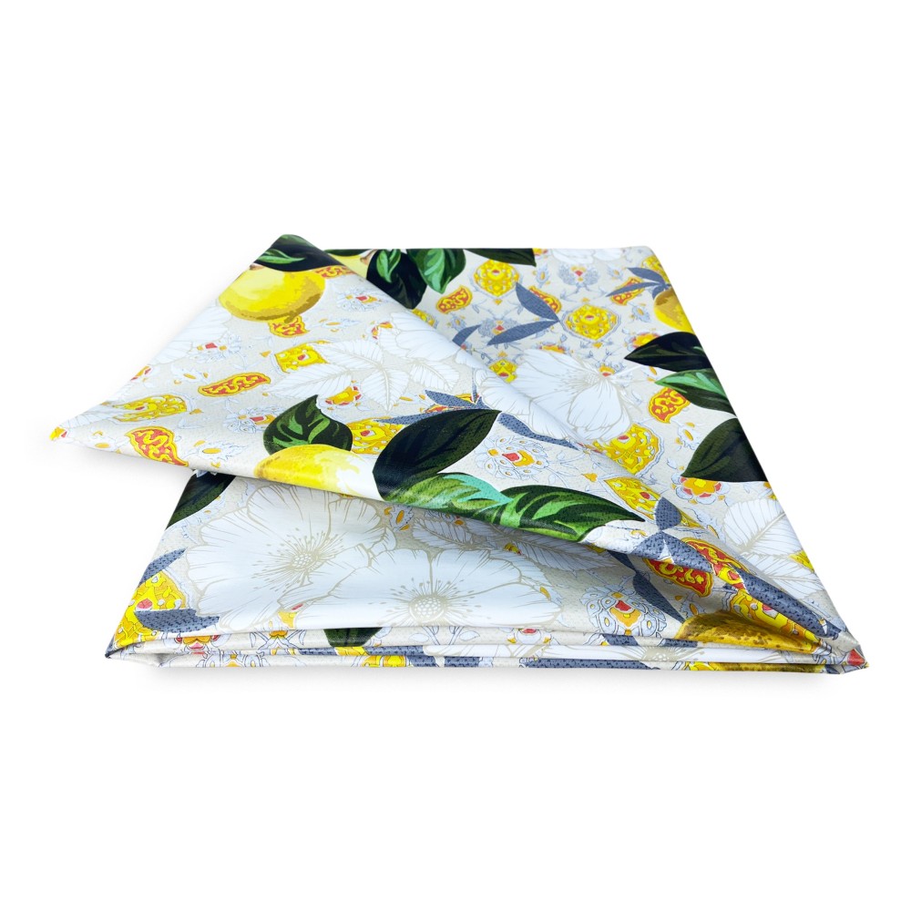 TABLECLOTH LIMA © in water-repellent plastic-coated waxed canvas in PVC LEMONS made in Italy