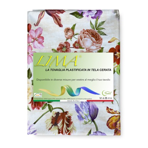 TOVAGLIA LIMA © in TELA CERATA plastificata LAVABILE idrorepellente in PVC FIORI made in Italy