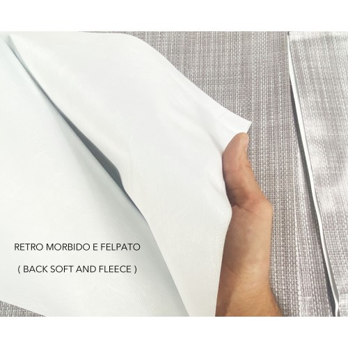 LIMA © TABLECLOTH in water-repellent plastic-coated waxed canvas in GREY PLAIN PVC made in Italy