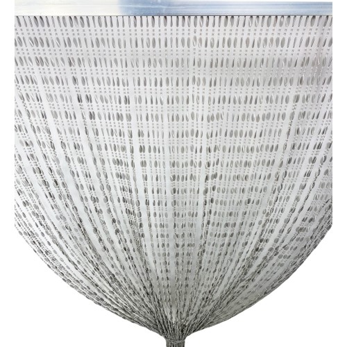 Cortina PABLO © con abalorios anti-insectos GRIS en PVC antirruido con varilla METÁLICA
