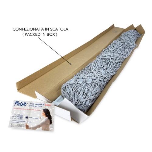 Cortina PABLO © con abalorios anti-insectos GRIS en PVC antirruido con varilla METÁLICA