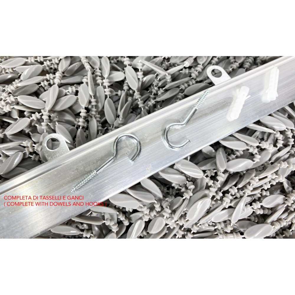 PABLO © CURTAIN mit GRAUEN Insektenschutzperlen aus geräuscharmem PVC mit METALLSTAB