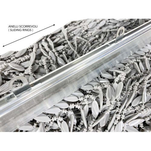 Cortina PABLO © con abalorios anti-insectos GRIS en PVC antirruido con varilla METÁLICA