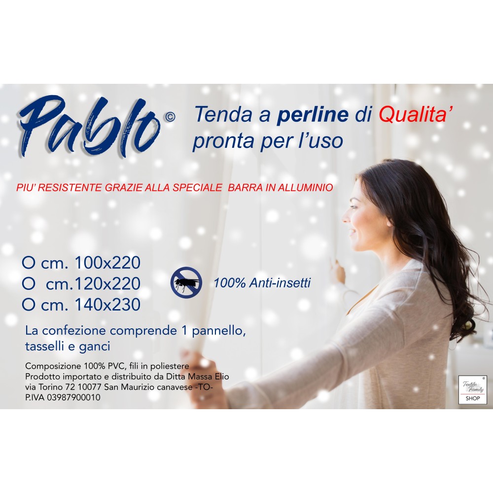 PABLO TENT © avec perles anti-insectes GRIS en PVC anti-bruit avec tige METAL