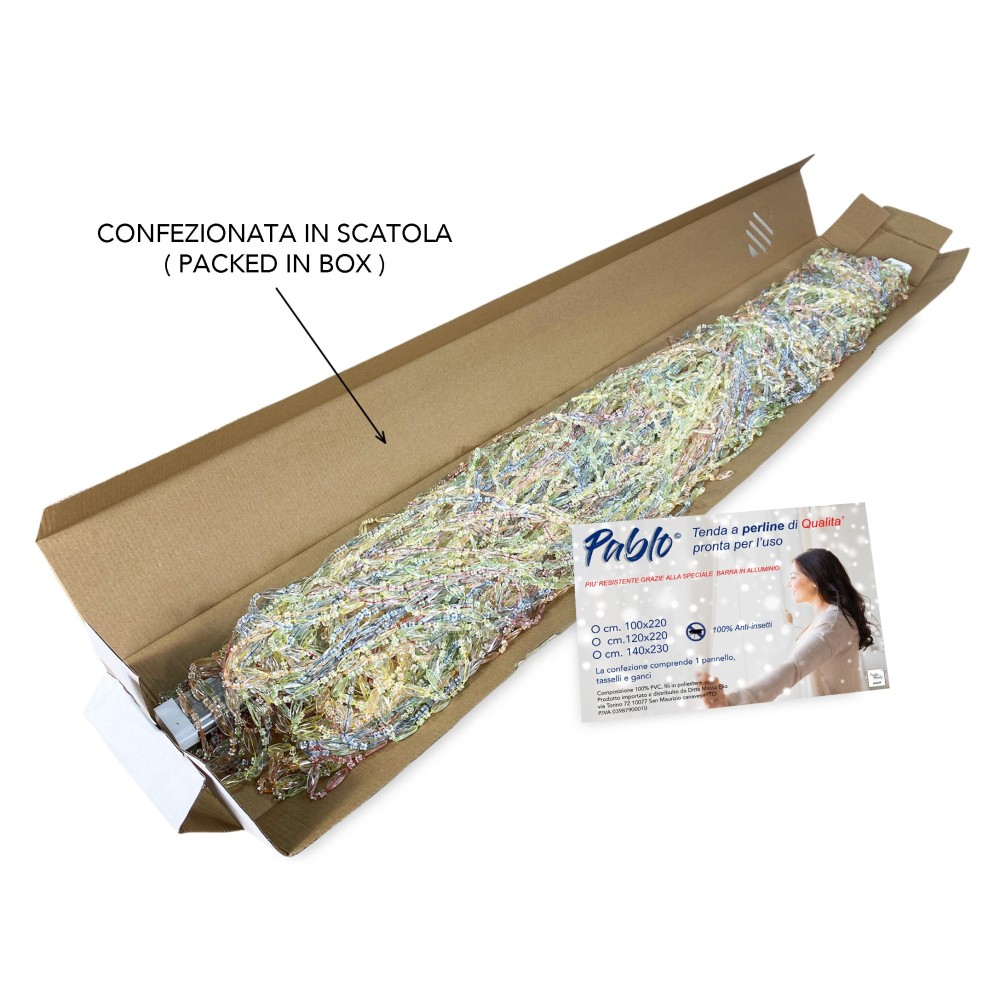PABLO © CURTAIN with MULTICOLOR anti-insect beads in anti-noise PVC with METAL rod