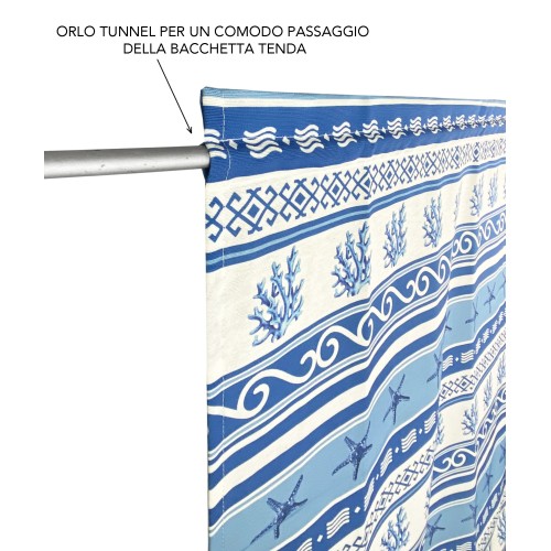 Cortina de cristal MODERNA de 45 o 60 u 80 de ancho GREECE BLUE Made in Italy