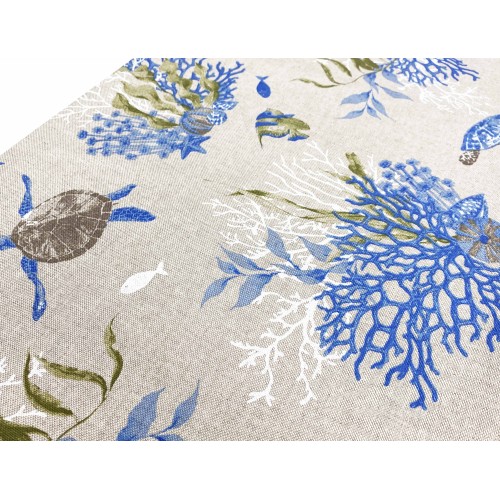 SERVIETTE HOUSSE DE MEUBLE GRAN SCARF couvre-lit CANAPÉ HOUSSE tissu DORY TORTUES et CORAUX bleu