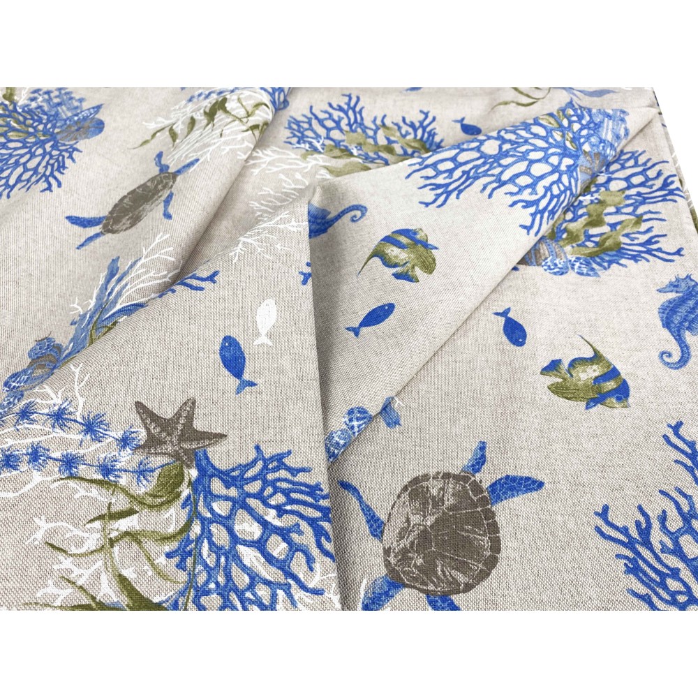 SERVIETTE HOUSSE DE MEUBLE GRAN SCARF couvre-lit CANAPÉ HOUSSE tissu DORY TORTUES et CORAUX bleu