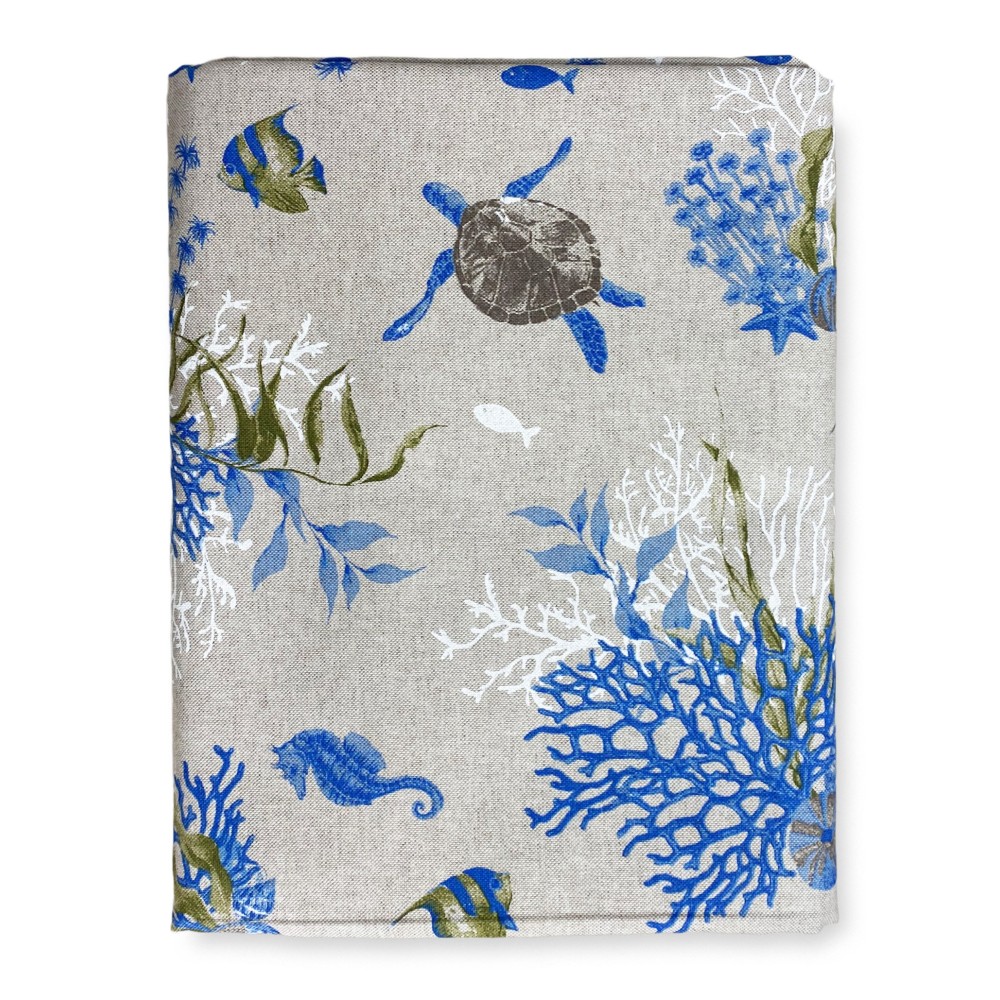 BADEN BEZUG GRAN SCARF Tagesdecke Sofabezug DORY Stoff TURTLES und CORALS blau