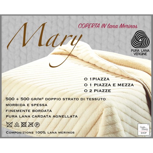 MARY BLANKET en vraie LAINE MÉRINOS 1000 gr. Pure laine vierge