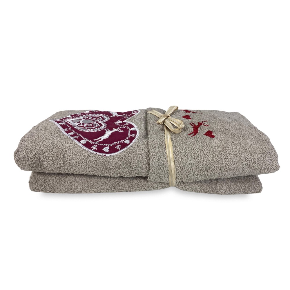 ENSEMBLE DE SERVIETTES TYROL TYROLIEN COEUR CERF colombe gris