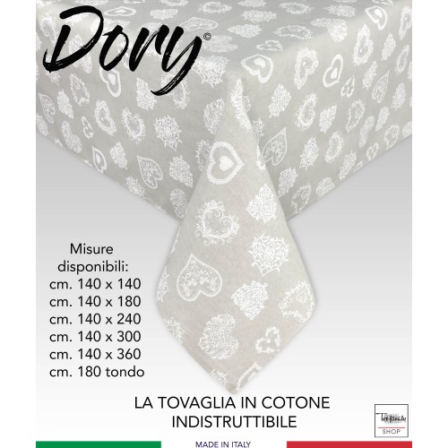 DORY TYROLEAN TABLECLOTH WHITE HEART in cotton