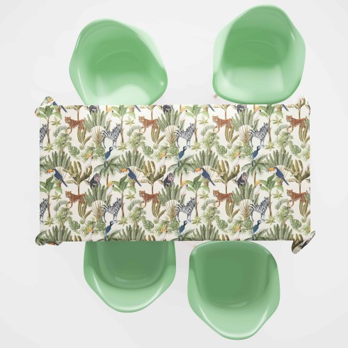 Mantel de algodón con diseño JUNGLE hecho en Italia