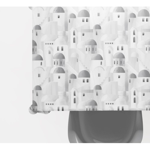 BAUMWOLL-TISCHDECKE mit grauem SANTORINI-Design, hergestellt in Italien