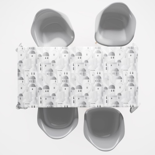 COTTON TABLECLOTH with grey SANTORINI design made in Italy