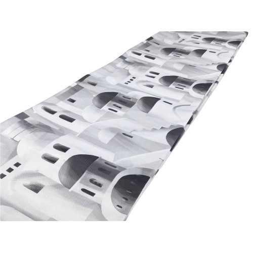 BAUMWOLL-TISCHDECKE mit grauem SANTORINI-Design, hergestellt in Italien