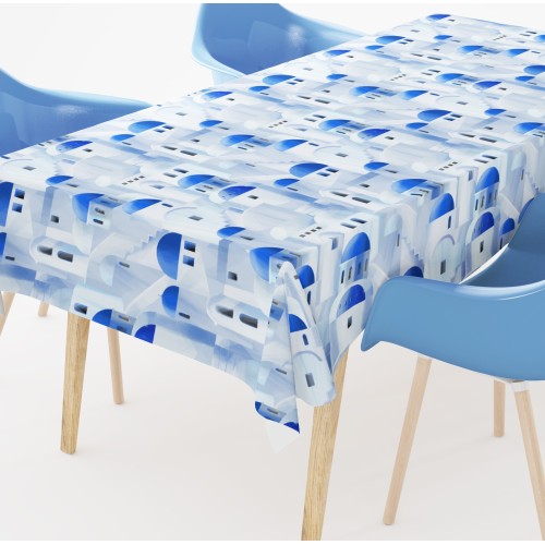 NAPPE EN COTON design SANTORINI bleu made in Italy